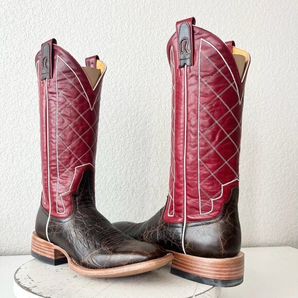 NEW Rod Patrick Mens Cowboy Boots 8 AA Brown Mocha Bison Square Toe Western - Picture 1 of 12